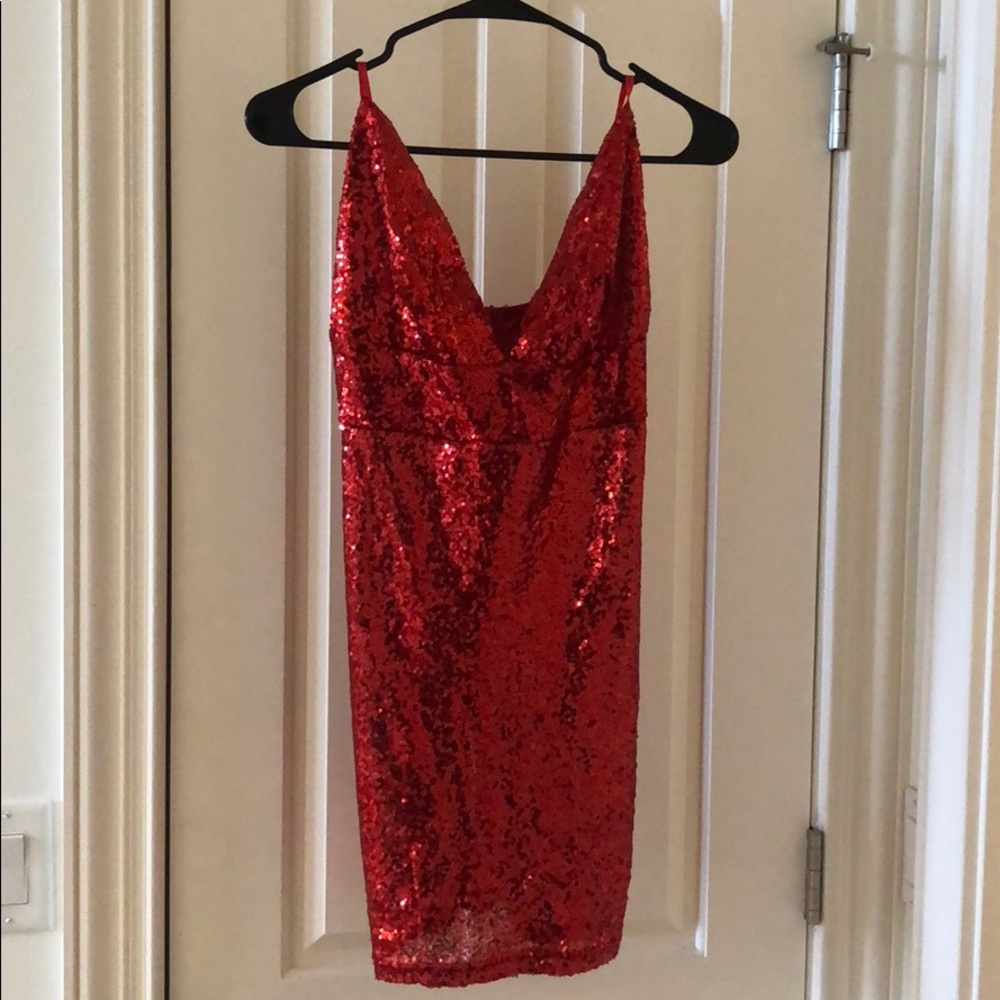 red sequin dress